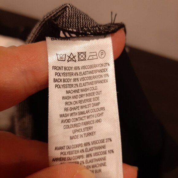 French Connection Bodycon Dress Color Block Cap Sleeve Vneck Fitted Size 0 - Picture 15 of 15